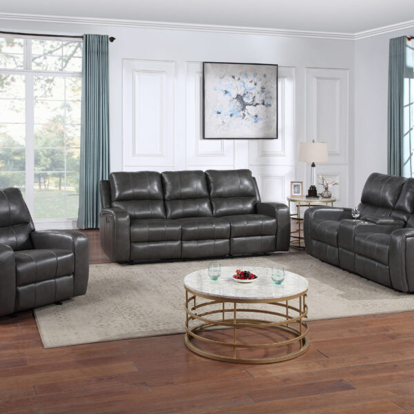 Linton Gray Leather Motion Collection