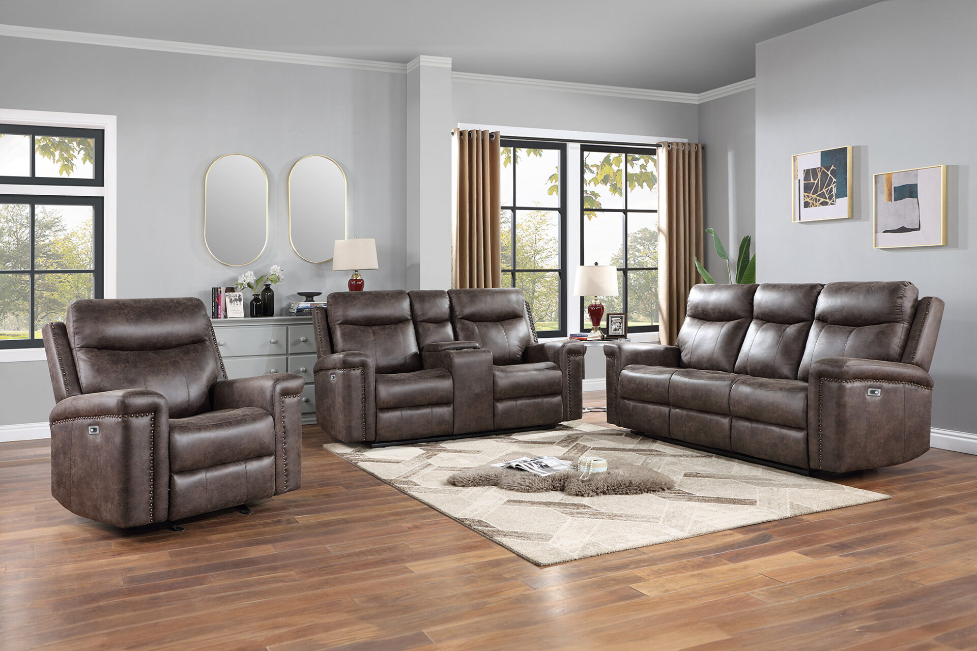 pairscassina 革オットマン Quade Motion Collection - New Classic Furniture