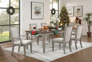 Holiday hosting dining table set with food and decorations