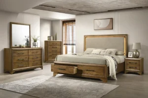 Talcott Wood Bedroom Collection 5-piece set in warm honey brown