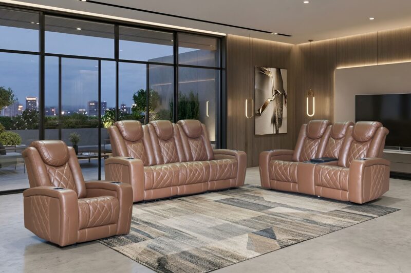Dorian Brown Leather Motion Collection