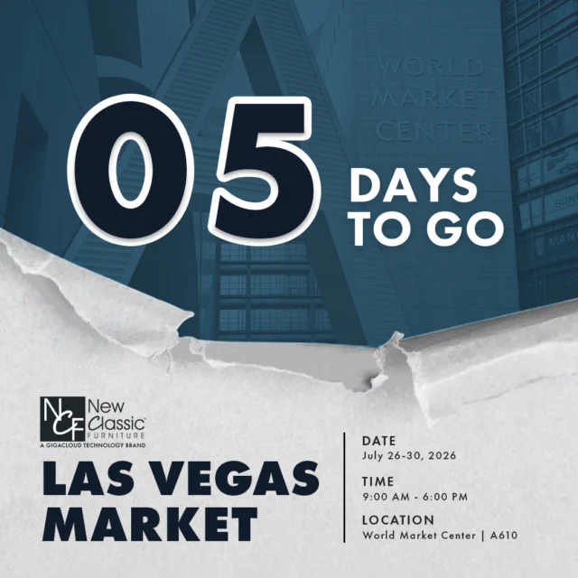 Make plans to visit our showroom during Las Vegas Market and discover products, technology, and solutions designed to help your business grow.

New Classic Furniture – New product introductions and best-selling collections.
Giga B2B – Source from thousands of products and global suppliers.
Wonder – Endless aisle technology that helps retailers sell more.
Resource Center – Marketing assets, sales tools, and dealer resources.

📍 World Market Center | A610
📅 July 26–30, 2026
🕗 9:00 AM – 6:00 PM

We look forward to welcoming you to our showroom!

#LasVegasMarket #FurnitureMarket #HomeFurnishings